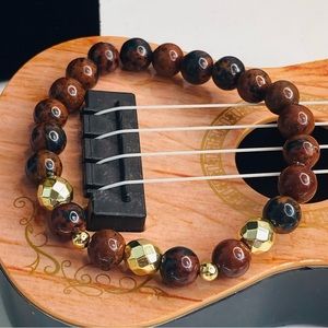 18K Gold Facet Hematite * Mahogany Obsidian Beads